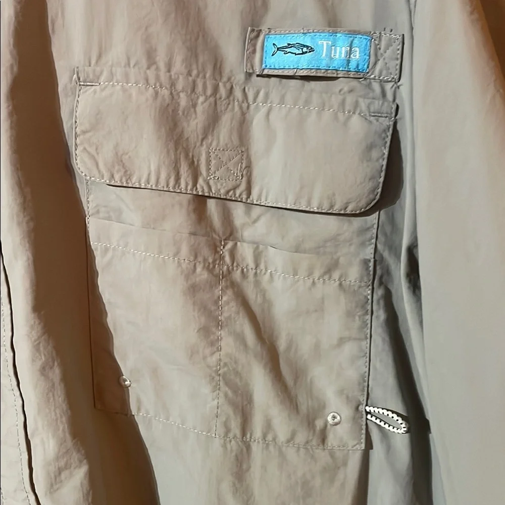 Tuna Grey Short Sleeve Button-Up Shirt Fishing - Picture 2 of 6